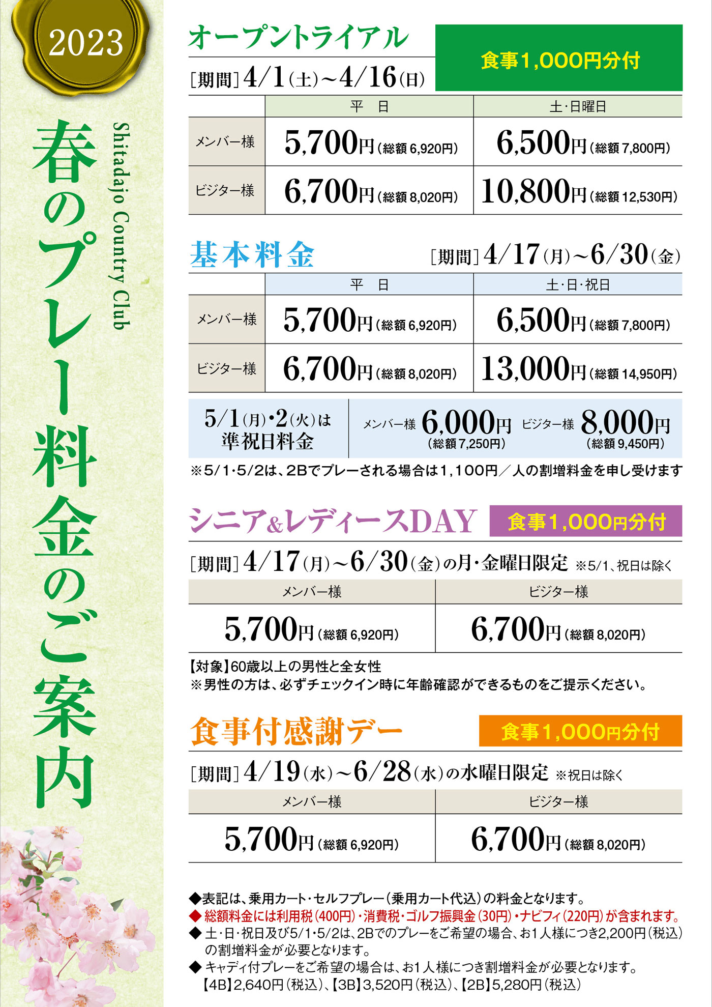 プレー料金